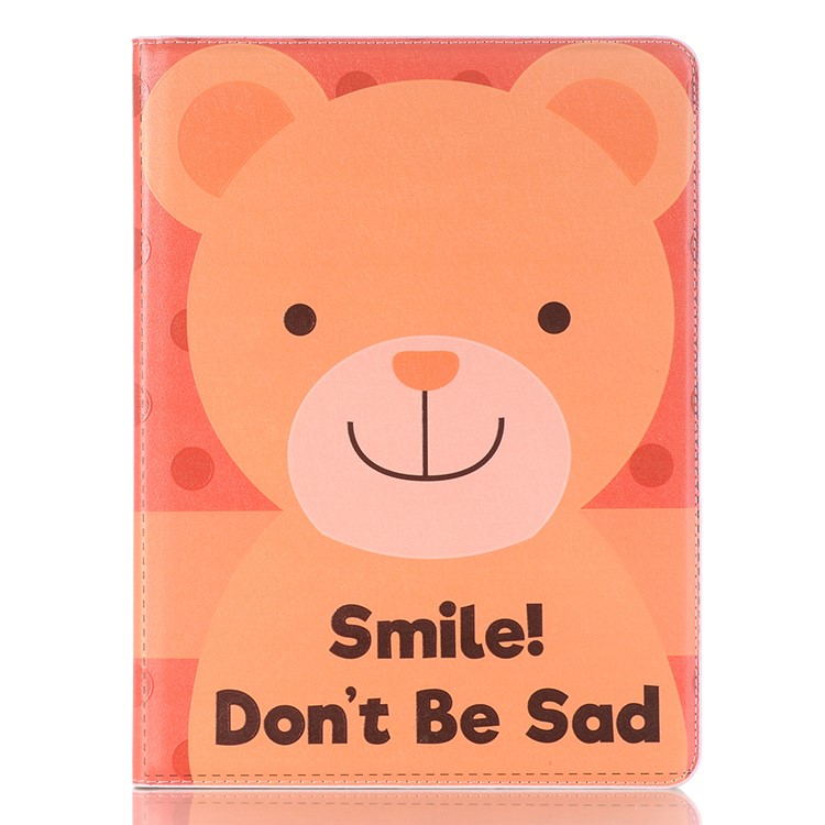 

Embossment Cartoon Pattern Leather Wallet Mobile Shell for iPad Pro 12.9 (2017) with Pen Slot - Bear and Quote