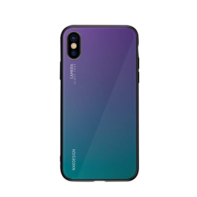 NXE Vidrio Templado Volver + TPU Caja Del Teléfono Híbrido Para El Iphone X - Púrpura / Multicolor-2