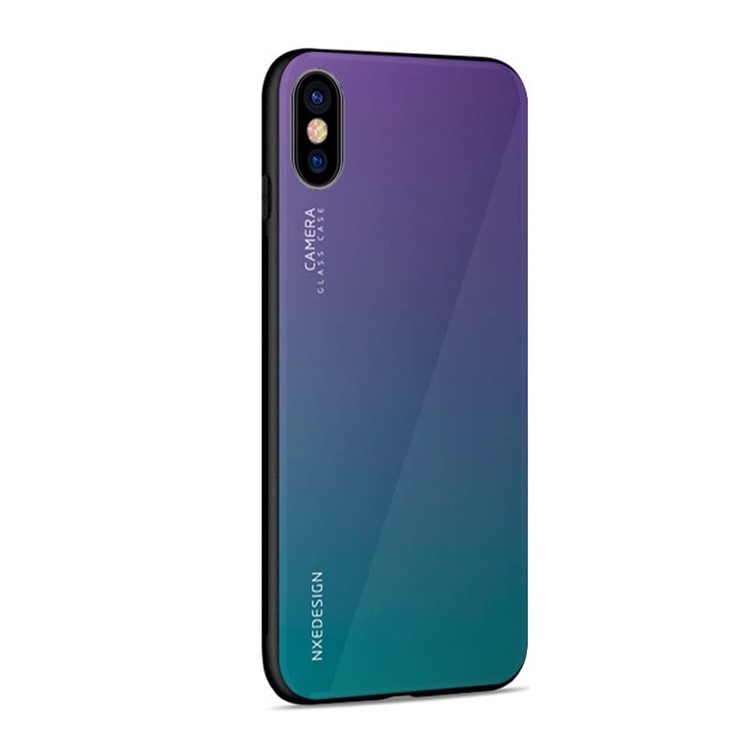 NXE Vidrio Templado Volver + TPU Caja Del Teléfono Híbrido Para El Iphone X - Púrpura / Multicolor-4