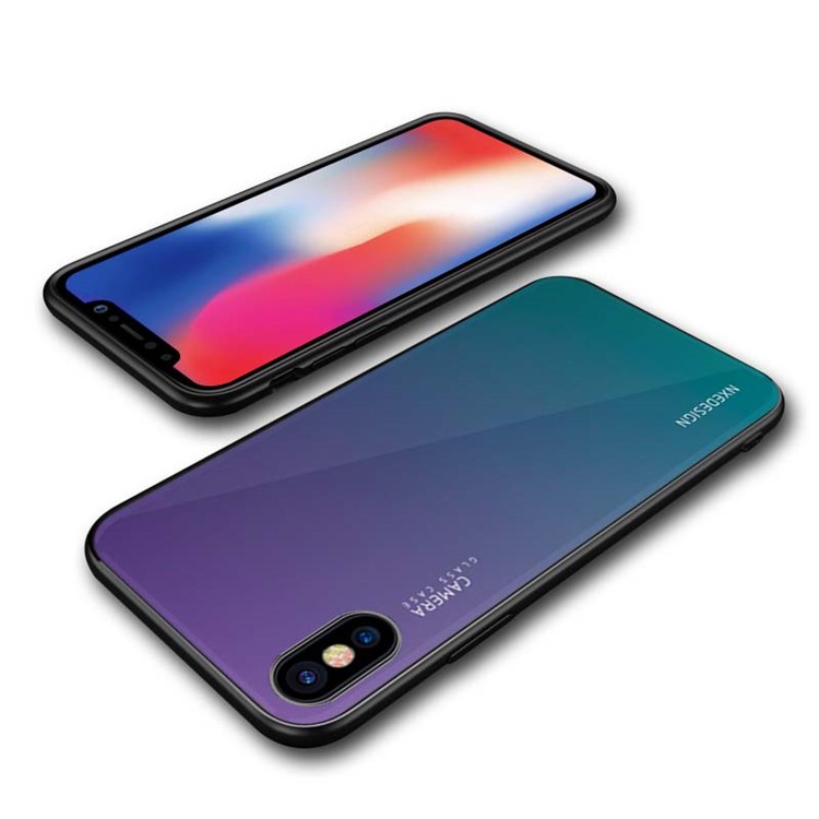 NXE Vidrio Templado Volver + TPU Caja Del Teléfono Híbrido Para El Iphone X - Púrpura / Multicolor-5