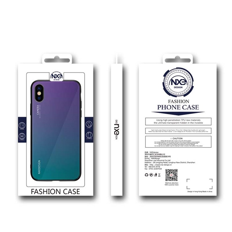 NXE Vidrio Templado Volver + TPU Caja Del Teléfono Híbrido Para El Iphone X - Púrpura / Multicolor-6