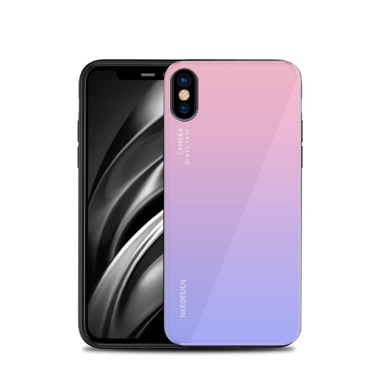 NXE Vidrio Templado Atrás + Cubierta Del Teléfono Celular De TPU Para Iphone XS / X - Violeta Claro-1