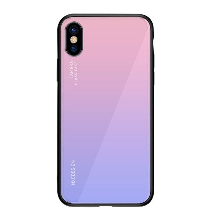 NXE Vidrio Templado Atrás + Cubierta Del Teléfono Celular De TPU Para Iphone XS / X - Violeta Claro-2