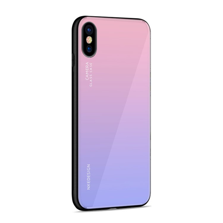 NXE Vidrio Templado Atrás + Cubierta Del Teléfono Celular De TPU Para Iphone XS / X - Violeta Claro-4