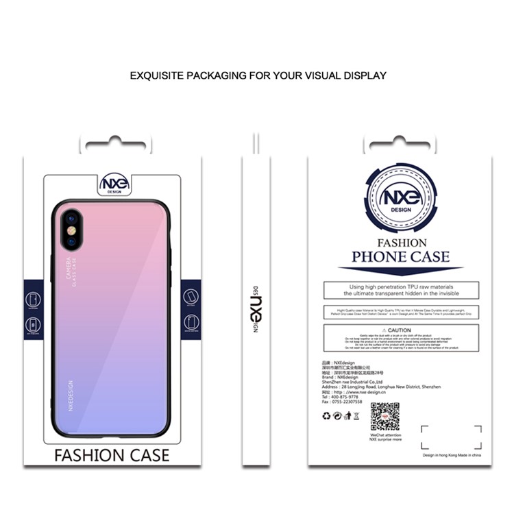 NXE Vidrio Templado Atrás + Cubierta Del Teléfono Celular De TPU Para Iphone XS / X - Violeta Claro-6
