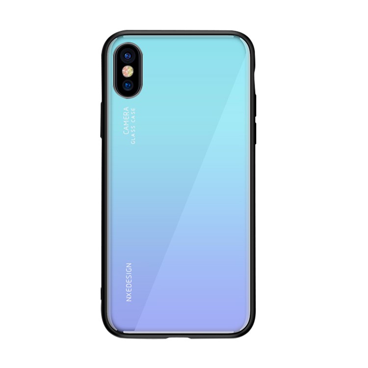 Dos En Verre Trempé NXE + Accessoire Etui TPU Pour IPhone XS / X - Bleu Clair-2