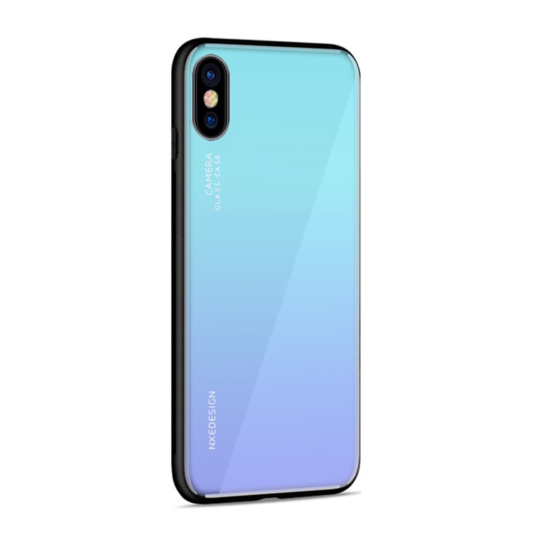 Dos En Verre Trempé NXE + Accessoire Etui TPU Pour IPhone XS / X - Bleu Clair-4