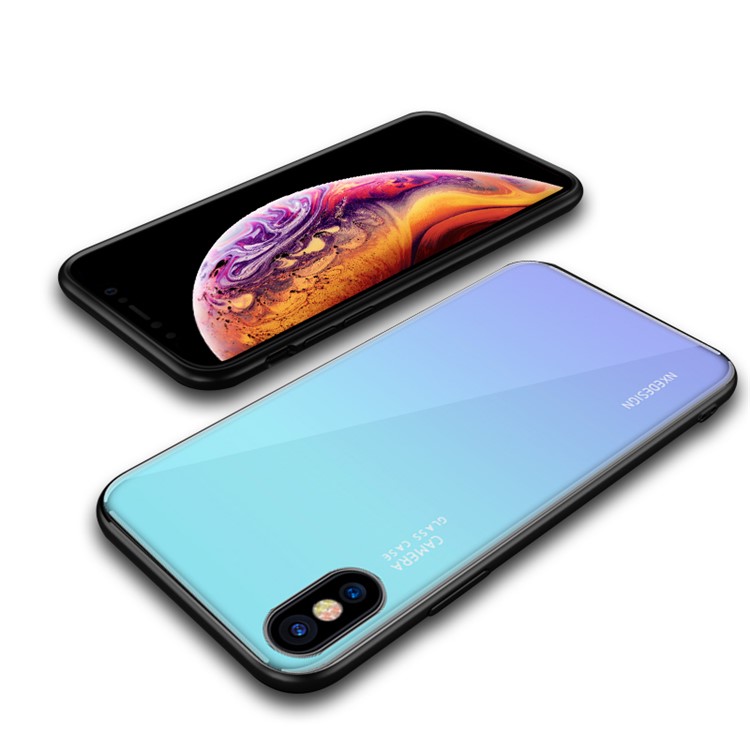 Dos En Verre Trempé NXE + Accessoire Etui TPU Pour IPhone XS / X - Bleu Clair-5