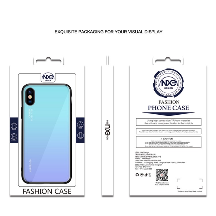 Dos En Verre Trempé NXE + Accessoire Etui TPU Pour IPhone XS / X - Bleu Clair-6