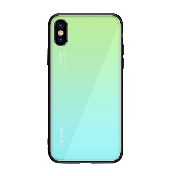 Funda Protectora De Vidrio Templado NXE + TPU Para Iphone XS / X - Verde / Cian-2