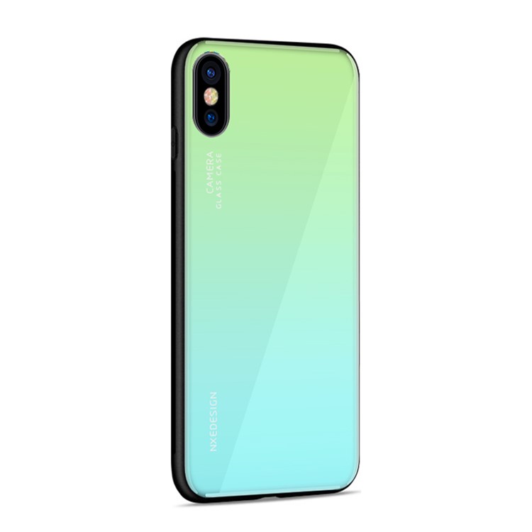 Funda Protectora De Vidrio Templado NXE + TPU Para Iphone XS / X - Verde / Cian-4