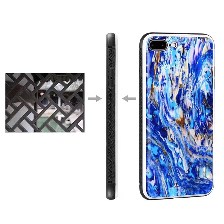 Amber Series Epoxy TPU + PC Anti-Fingerprint Hybrid Back Phone Casing for iPhone 8 Plus / 7 Plus 5.5 inch - Blue-2