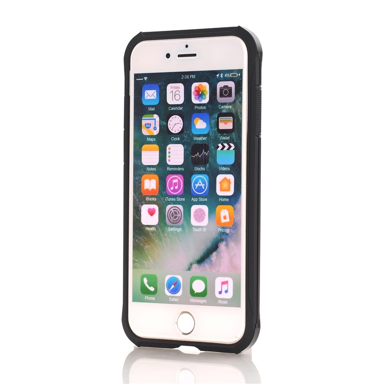 Black - Granular Texture TPU + PC Hybrid Phone Protection Back Shell Case for iPhone 8 / 7 4.7 inch-3