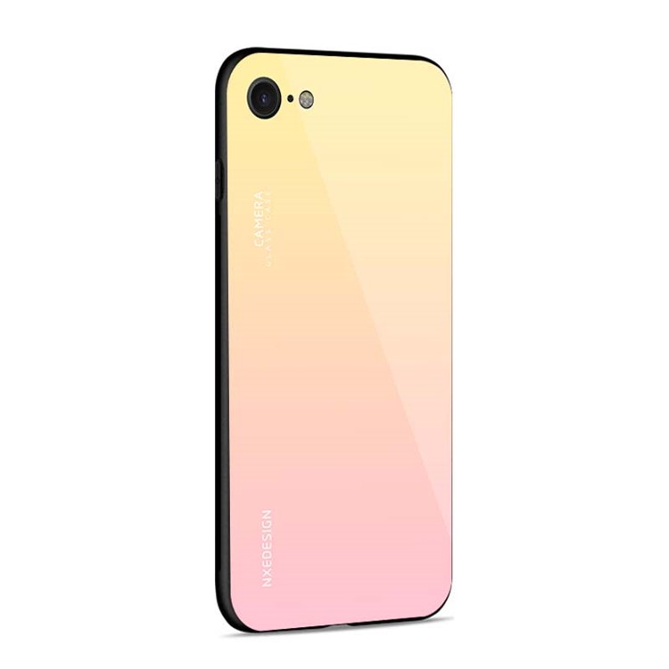 Amarillo / Rosado - NXE Vidrio Templado Back + TPU Híbrido Cubierta Del Teléfono Móvil Para Iphone 8/7 4.7 Pulgadas-4