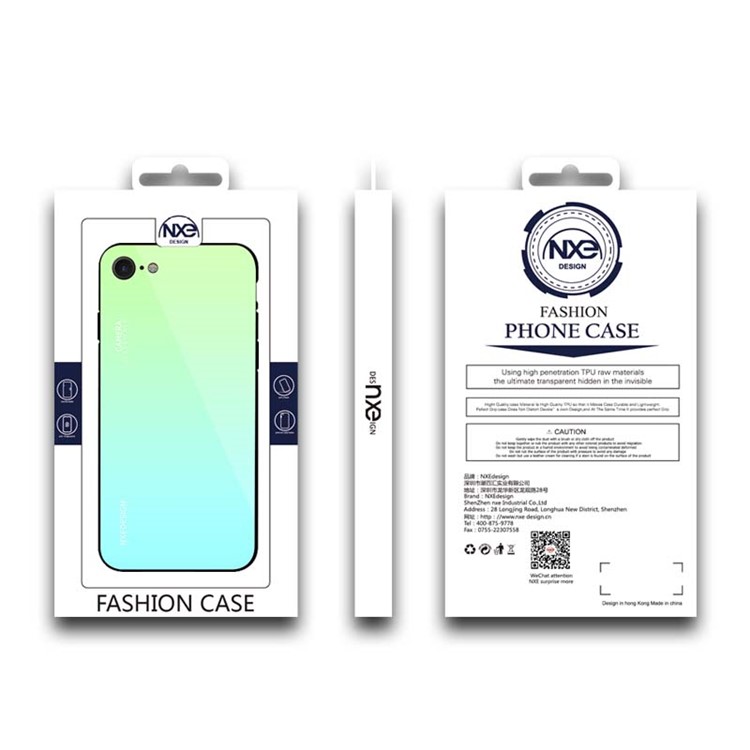 Verde - NXE Vidrio Templado Back + TPU Híbrido Cubierta Del Teléfono Móvil Para Iphone 8/7 4.7 Pulgadas-6