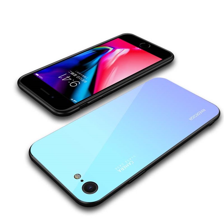 Baby Blau - NXE Tempered Glass Back + TPU Hybrid Mobiltelefonabdeckung Für Iphone 8/7/SE (2022)/SE (2020)-5