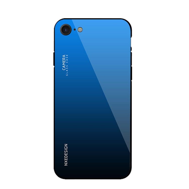 Azul Oscuro - NXE Vidrio Templado Back + TPU Híbrido Cubierta Del Teléfono Móvil Para Iphone 8/7 4.7 Pulgadas-2