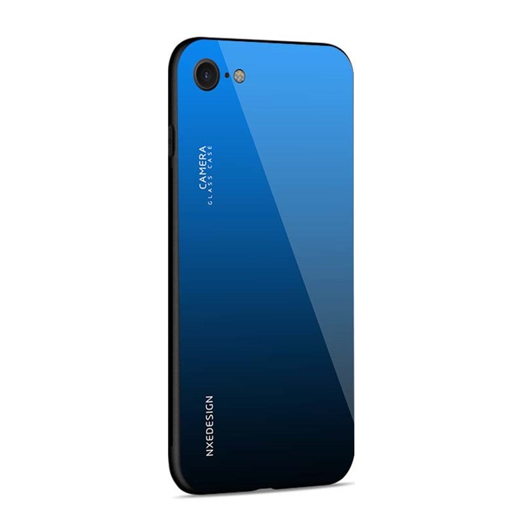 Azul Oscuro - NXE Vidrio Templado Back + TPU Híbrido Cubierta Del Teléfono Móvil Para Iphone 8/7 4.7 Pulgadas-4