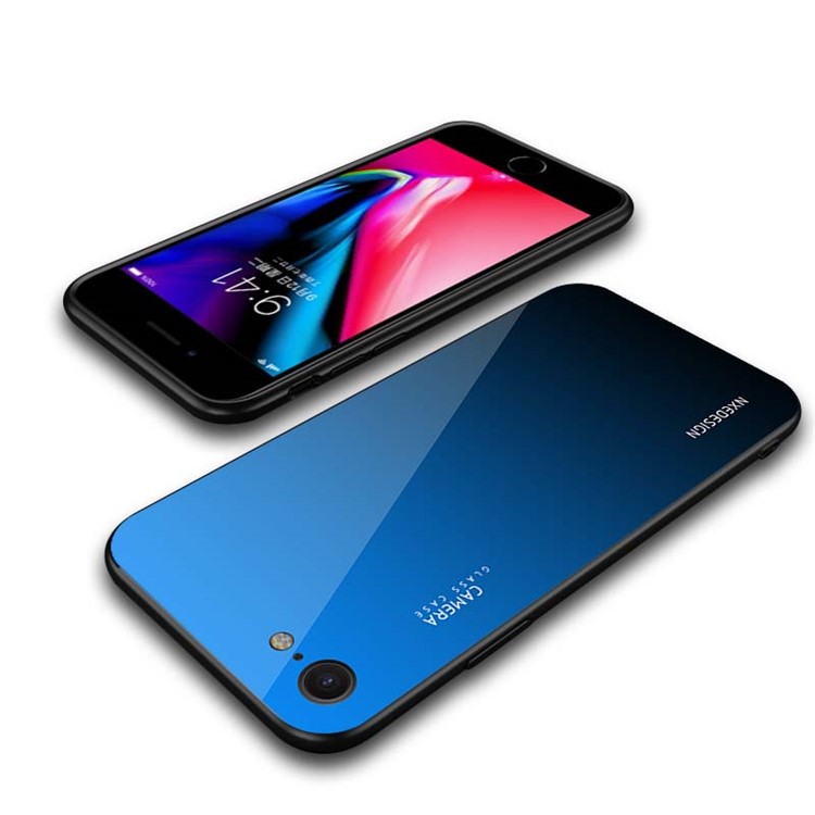 Azul Oscuro - NXE Vidrio Templado Back + TPU Híbrido Cubierta Del Teléfono Móvil Para Iphone 8/7 4.7 Pulgadas-5