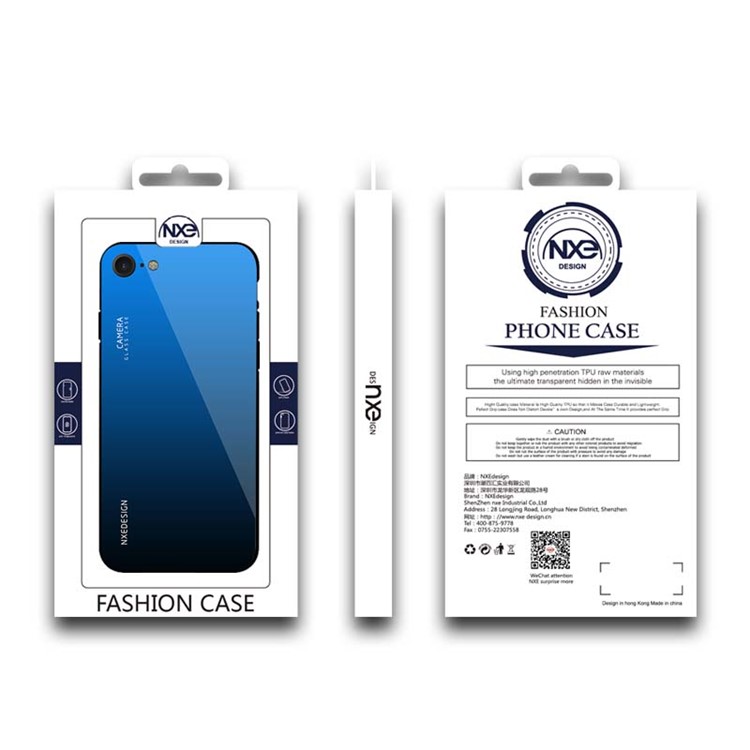 Azul Oscuro - NXE Vidrio Templado Back + TPU Híbrido Cubierta Del Teléfono Móvil Para Iphone 8/7 4.7 Pulgadas-6