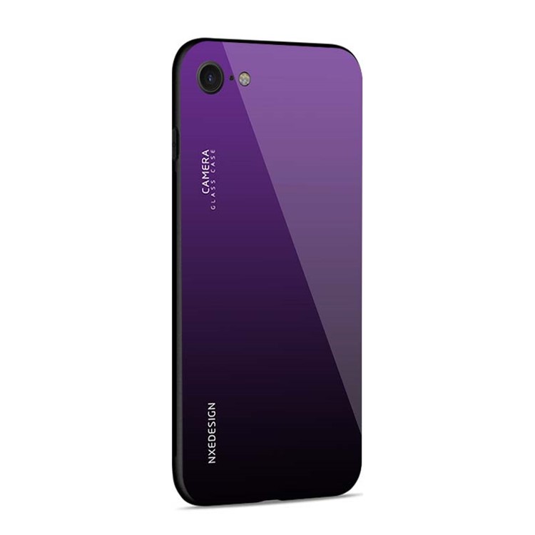 Morado Oscuro - NXE Vidrio Templado Back + TPU Híbrido Cubierta Del Teléfono Móvil Para Iphone 8/7 4.7 Pulgadas-4