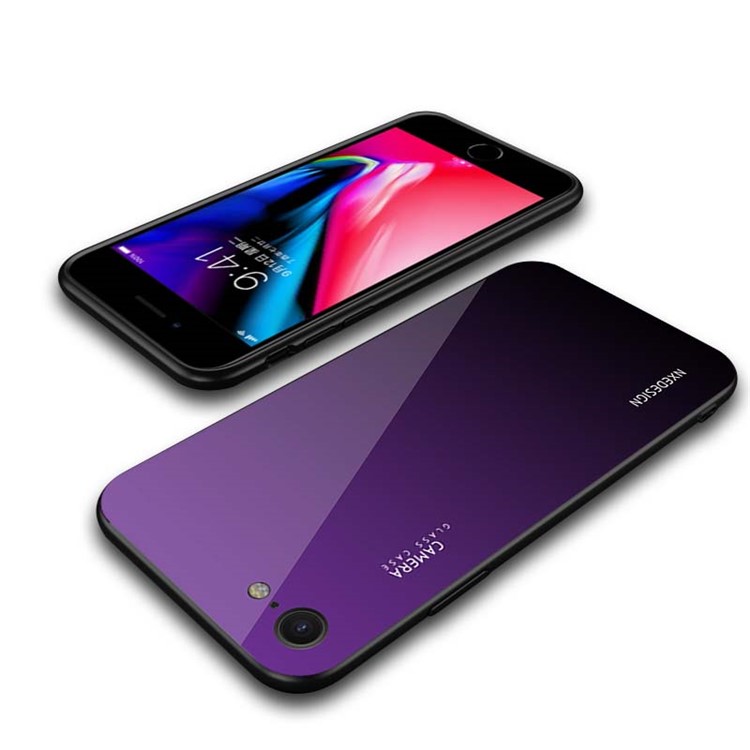 Morado Oscuro - NXE Vidrio Templado Back + TPU Híbrido Cubierta Del Teléfono Móvil Para Iphone 8/7 4.7 Pulgadas-5
