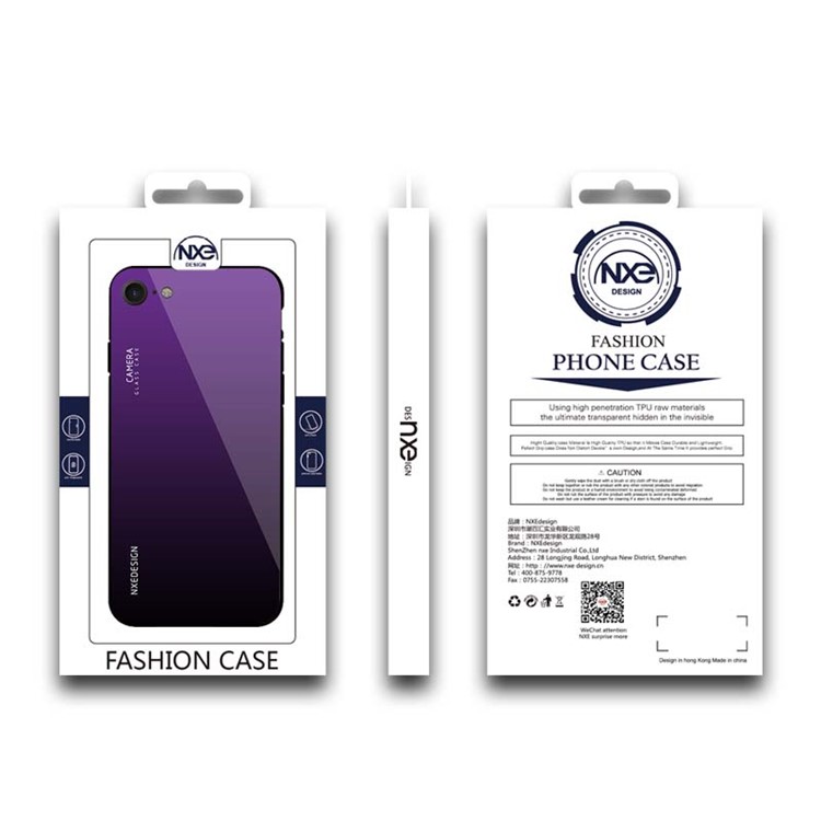 Morado Oscuro - NXE Vidrio Templado Back + TPU Híbrido Cubierta Del Teléfono Móvil Para Iphone 8/7 4.7 Pulgadas-6