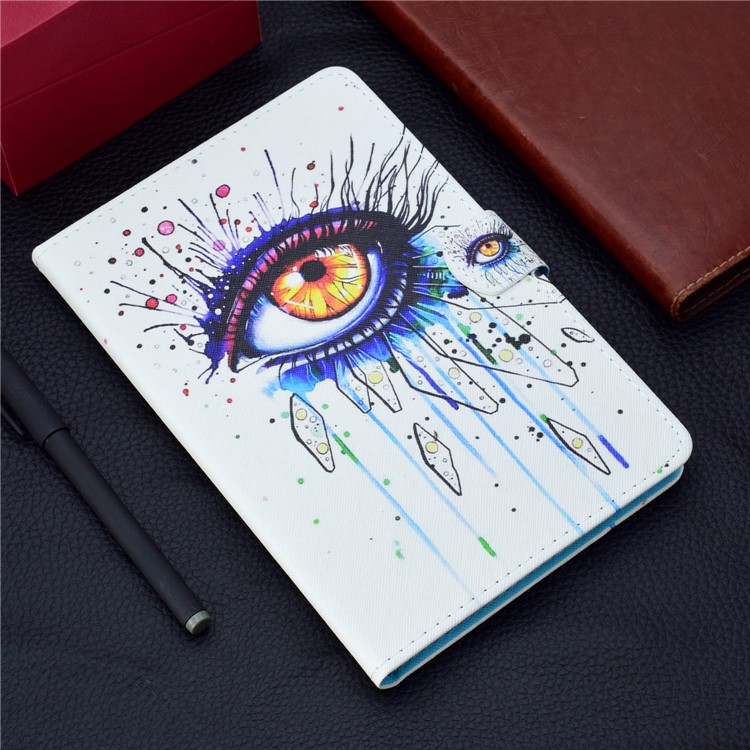 Eye - Pattern Printing Card Holder Stand Leather Smart Phone Casing for iPad 9.7-inch (2018)/9.7-inch (2017)/Air 2/Air-10