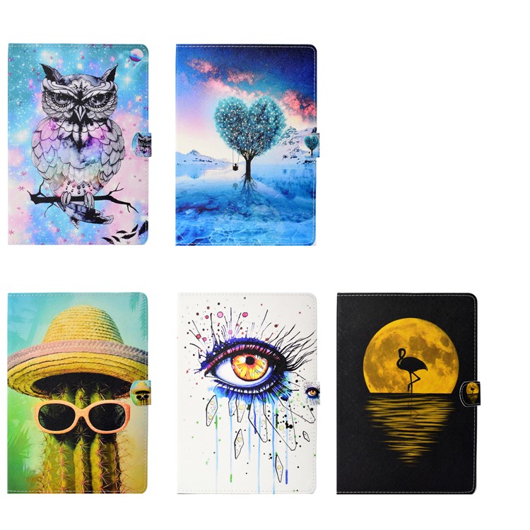 Eye - Pattern Printing Card Holder Stand Leather Smart Phone Casing for iPad 9.7-inch (2018)/9.7-inch (2017)/Air 2/Air-9
