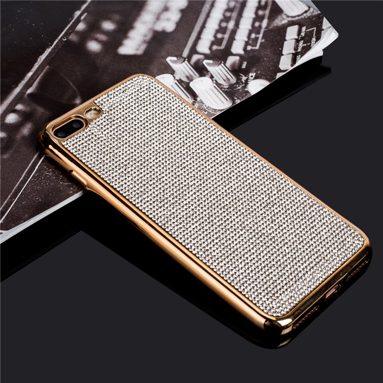 

Золото - Bling Bling Rhinestones Гальванизированная Оболочка Телефона TPU Back Для Iphone 8 Plus / 7 Плюс, iPhone 8 Plus