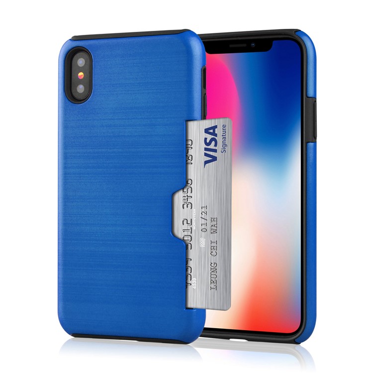 

Baby Blue - For iPhone X Brushed Texture PC + TPU Hybrid Case with Card Slot