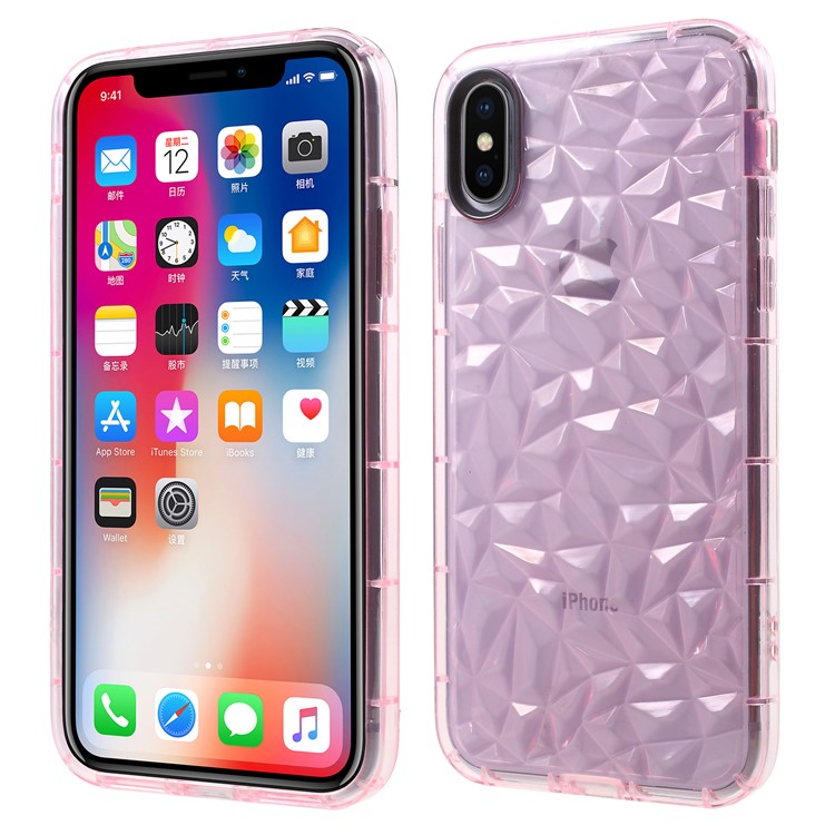 

3D Rhinestone Texture Drop-proof TPU Case for iPhone XS/X 5.8 inch - Pink
