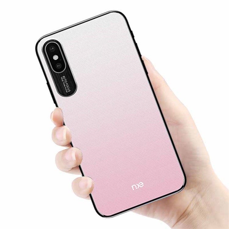 

NXE Embossment Hard PC Phone Accessory Cover with CNC Metal Rear Camera Lens Ring for iPhone X/XS 5.8 - Pink