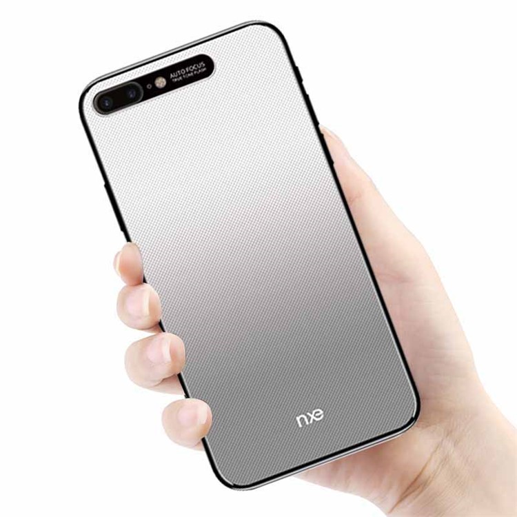 

NXE Embossment Hard PC Mobile Accessory Shell with CNC Metal Rear Camera Lens Ring for iPhone 8 Plus / 7 Plus 5.5 inch - Grey