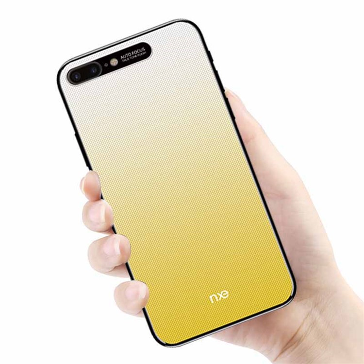 

NXE Embossment Hard PC Mobile Accessory Cover with CNC Metal Rear Camera Lens Ring for iPhone 8 Plus / 7 Plus 5.5 inch - Yellow