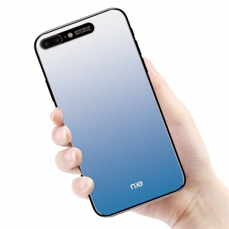 

NXE Embossment Hard PC Mobile Shell Accessory with CNC Metal Rear Camera Lens Ring for iPhone 8 Plus / 7 Plus 5.5 inch - Blue