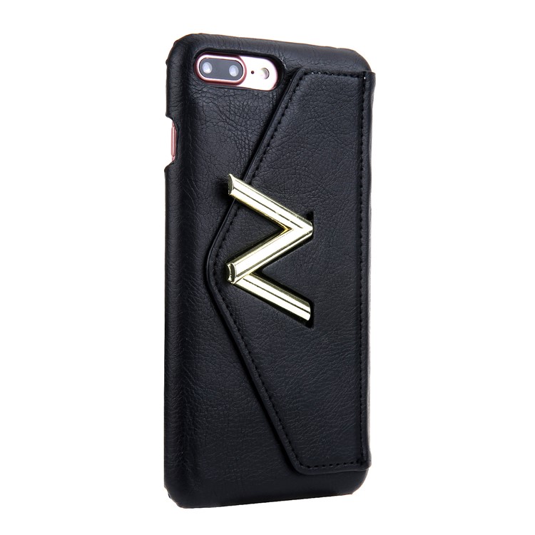 NV Rotary PU Leather Coated PC Phone Casing for iPhone 8 Plus with Kickstand and Card Holder - Black-2