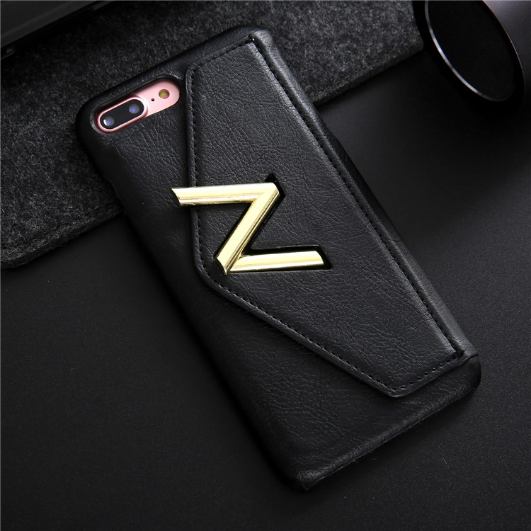 NV Rotary PU Leather Coated PC Phone Casing for iPhone 8 Plus with Kickstand and Card Holder - Black-8