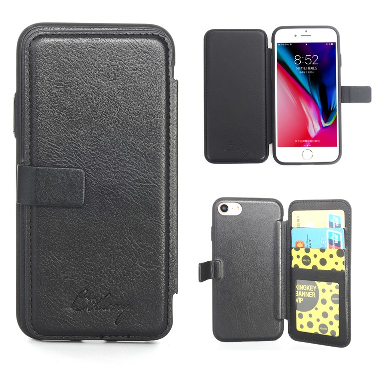 MUSUBO PU Leather TPU Protector Mobile Phone Case with Card Slots for iPhone 8 / 7 4.7 inch - Black-1