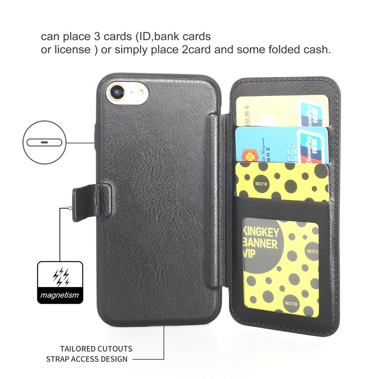 MUSUBO PU Leather TPU Protector Mobile Phone Case with Card Slots for iPhone 8 / 7 4.7 inch - Black-8