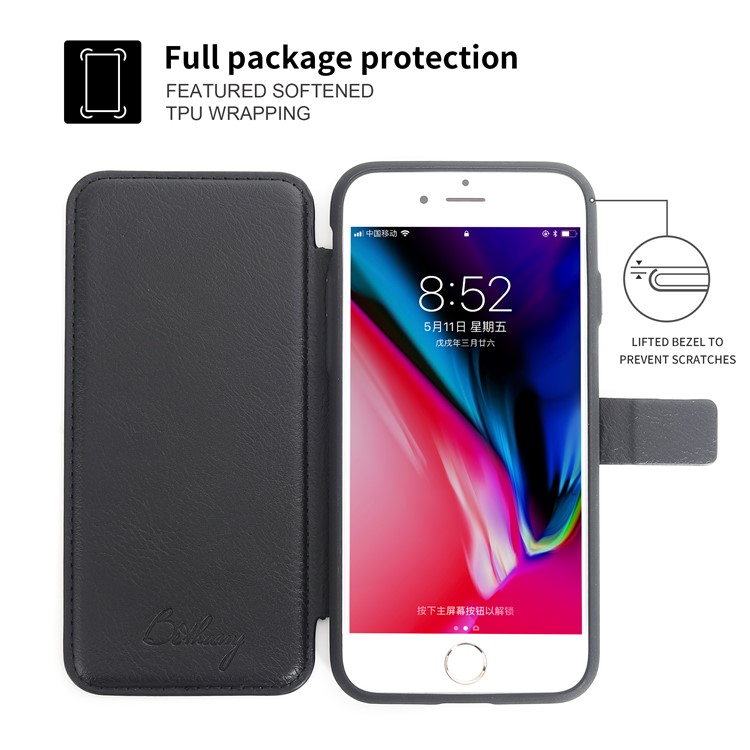 MUSUBO PU Leather TPU Protector Mobile Phone Case with Card Slots for iPhone 8 / 7 4.7 inch - Black-9