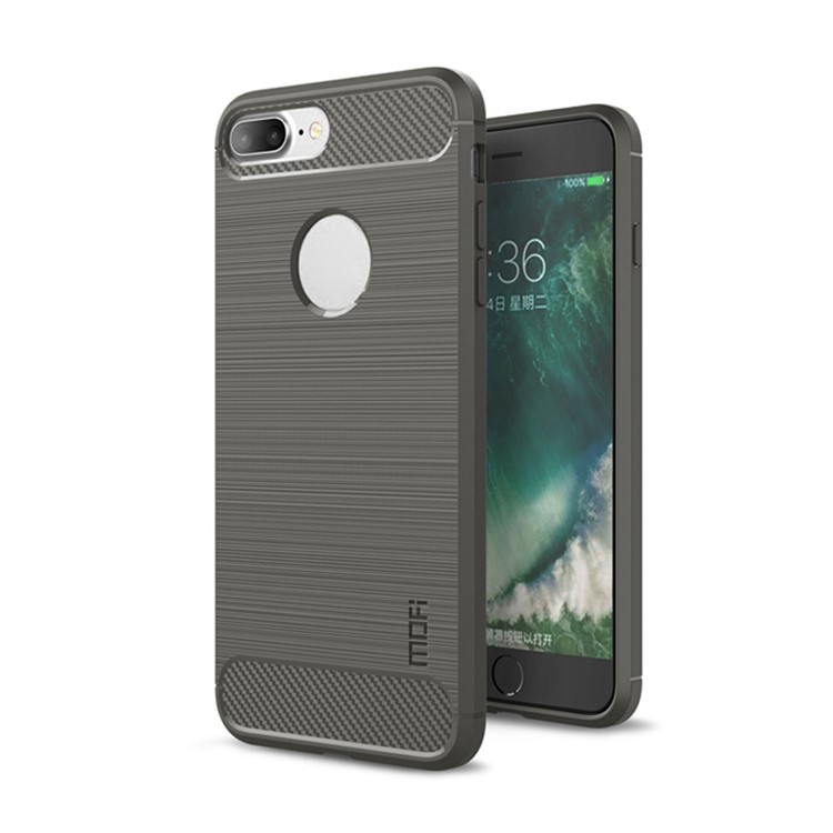 

MOFI for iPhone 8 Plus 5.5 inch Carbon Fiber Texture Brushed TPU Phone Case Shell - Grey