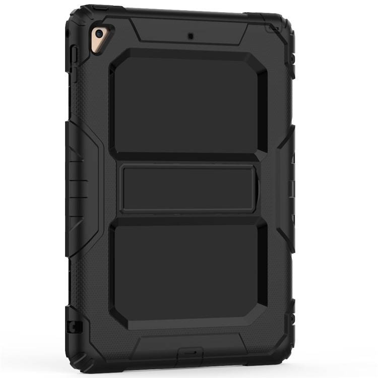 Heavy Duty TPU PC Hybrid Kickstand Case for iPad 9.7-inch (2018)/9.7-inch (2017) with Shoulder Strap - All Black-4