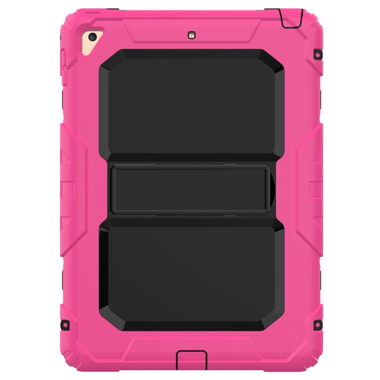 

Heavy Duty TPU PC Hybrid Kickstand Tablet Case for iPad 9.7-inch (2018)/9.7-inch (2017) with Shoulder Strap - Rose