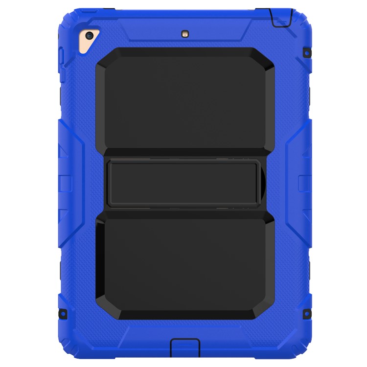 

Heavy Duty TPU PC Hybrid Kickstand Tablet Shell for iPad 9.7-inch (2018)/9.7-inch (2017) with Shoulder Strap - Blue