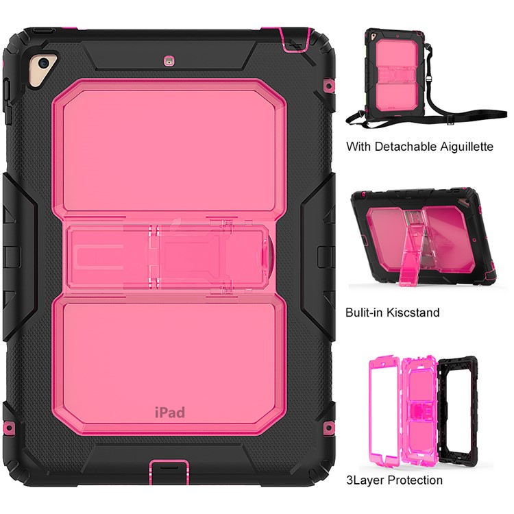 

Heavy Duty TPU PC Hybrid Cover with Kickstand and Detachable Strap for iPad 9.7-inch (2018) / 9.7-inch (2017) - Rose