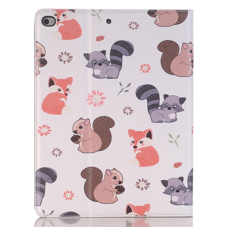 Embossed Cartoon Pattern Leather Stand Cover for iPad 9.7 (2018)/9.7 (2017)/Air 2/Air with Pen Slot - Squirrel and Fox-2