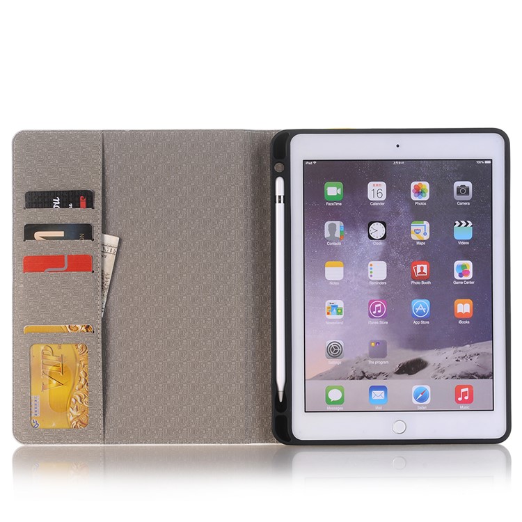 Embossed Cartoon Pattern Leather Stand Cover for iPad 9.7 (2018)/9.7 (2017)/Air 2/Air with Pen Slot - Squirrel and Fox-3