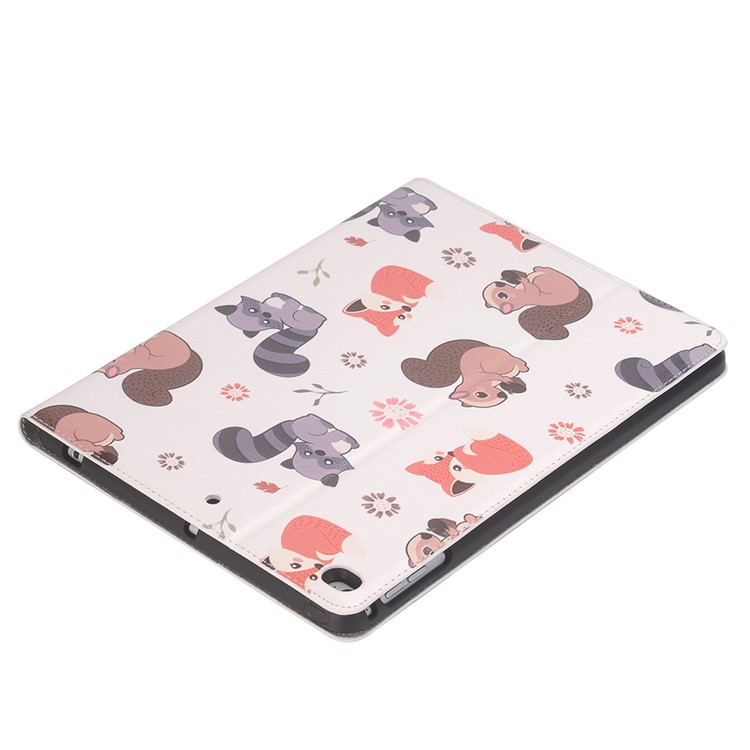 Embossed Cartoon Pattern Leather Stand Cover for iPad 9.7 (2018)/9.7 (2017)/Air 2/Air with Pen Slot - Squirrel and Fox-6
