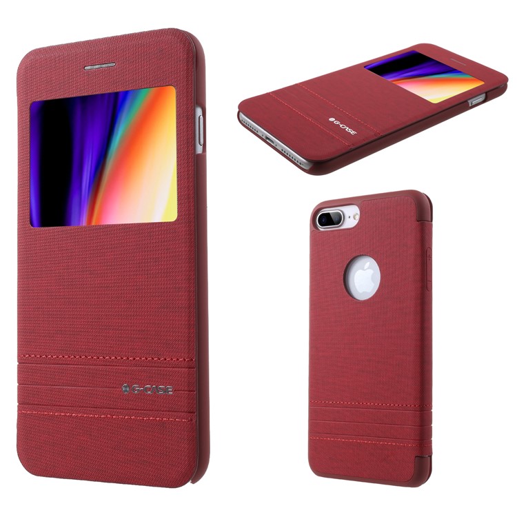 

G-CASE Exquisite Series Business Style PU Leather View Window Shell for iPhone 8 Plus 5.5 inch - Red
